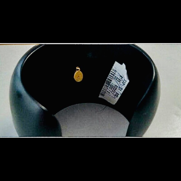 NEW VINTAGE! JOSE MARIA BARRERA BLACK Crystal GOLD WOOD BRACELET BANGLE - Picture 6 of 7